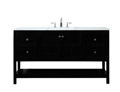 Elegant Lighting Theo 60" Free Standing Single Basin Vanity Set with Cabinet and Engineered Marble Vanity Top New in Box $1999