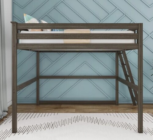 Harriet Bee Epimenio Full Solid Wood Platform Loft Bed in Clay New in Box $699