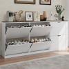 Bobve 70.87" Entryway Shoe Cabinet with 6 Flap Drawers, Large Shoe Storage Cabinet, Handleless White Thin Shoe Organizer with Adjustable Shelves Wall-mountable Suitable for Entrance, Garage, Hallway New In Box $399