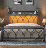 EnHomee Metal Queen Bed Frame with 54" Tall Storae Headboard & LED, Black | Heavy duty 882lbs metal frame, Remote LED lights & charging Station for Bedroom & Couples, Easy assembly for renters, Noise-free New Shelf Pull $499