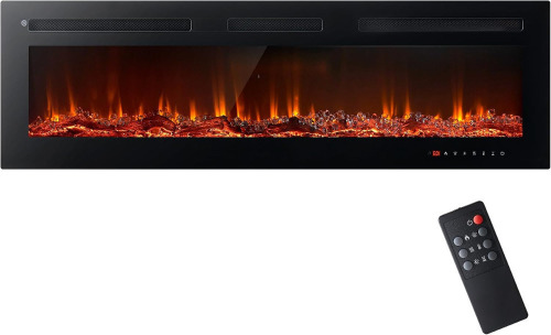 Oneinmil Electric Fireplace, 50 inch Wide Recessed/Wall Mounted Electric Fireplace, Remote Control with Timer 12 Adjustable Color Flame, Remote Control,with Crystal Stone, 750/1500W New In Box $499