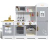CoziBB Wooden Pretend Play Kitchen Set with Lights & Sounds, 21 Accessories, Grey, 46.46"x9.84"x37.8", Model CZ-PK01, New In Box $299