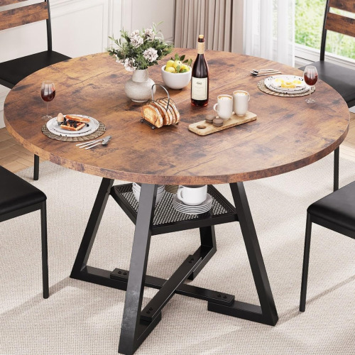 Jocoevol Round Dining Table for 4,Kitchen Dining Room Circle Dinner Pedestal Table, Space Saving Wood Kitchen & Dining Room Furniture (Vintage, 42 in.) New In Box $499