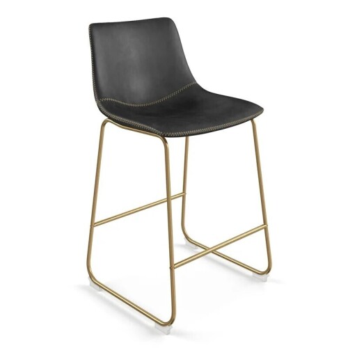AllModern Petra Counter Height Stool with Gold Frame in Black, New in Box $899