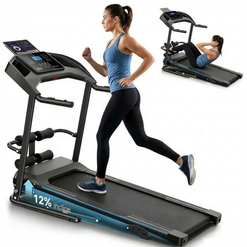 Himimi 3.5HP Foldable Heavy Duty Treadmill With Incline And Sit Up Bench in Box On Working $499
