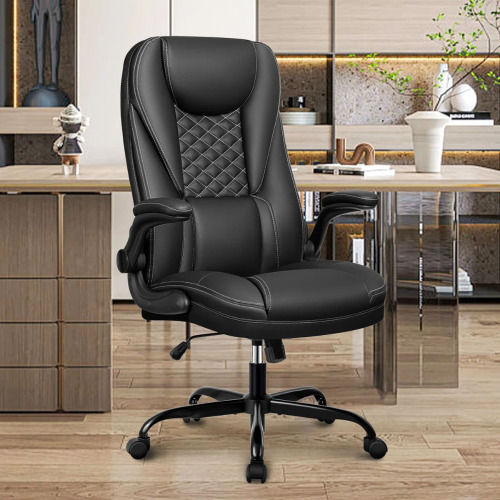Inbox Zero Loriece Ergonomic Executive Chair with Flip-up Armrests, Black, New in Box $399