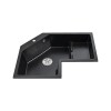 Homary 32" Modern Black Drop In Corner Kitchen Sink Single Bowl Irregular Right Quartz Corrosion Heat Resistant Sound Proof Drain Assembly Pipe Overflow Included (WF-42296733495), New in Box $699