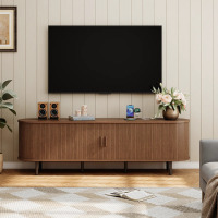 Latitude Run Modern Solid and Manufactured Wood TV Stand for TVs up to 80", Walnut, New in Box $399