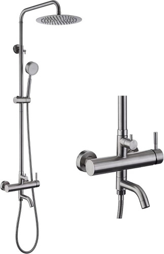 Foroute SS304 Outdoor Shower Kit - Brushed Nickel, High Pressure Shower Head with Handheld, Complete Shower System New In Box $399