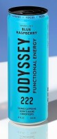 Odyssey Functional Energy Drink, Blue Raspberry, 222mg Green Tea Caffeine, Clean Energy & Focus, Low Calorie, No Added Sugar, No Crash, Lion's Mane & Cordyceps, 12 Fl Oz New Best by 2/2027