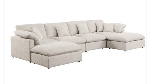 Cloudluxe Chenille Sectional Sofa Cloud Couch with Ottoman Beige (4 Pieces) New in Box $1999 (Ottomans Not included)