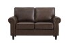 Ebern Designs Luelle 61" Upholstered Loveseat Faux Leather Sofa Rolled Arm in Brown New in Box $799