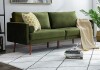 Vonanda Velvet Sofa Couch, Mid Century Modern Craftsmanship 73 inch 3-Seater Sofa with Comfy Tufted Back Cushions and 2 Bolster Pillows for Compact Living Room, Mustard Green New $499