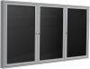 Ghent 48" x 96" Letter Board, Outdoor Enclosed, 3 Door, Black Vinyl Letter Panel, Satin Aluminum Frame (PA34896BX-BK) - Made in USA $1999