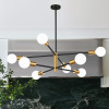 MQMQA 11"-52" Height Adjustable Sputnik Chandelier Dining Room Light Fixture (8-Light, 30-Inch), Modern Brushed Gold and Black Chandelier, Mid Century Modern Chandelier for Dining Room Living Room Kitchen Similar to Picture New Shelf Pull $299