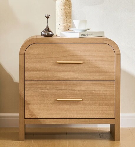 Latitude Run&reg; Modern 2-Drawer Nightstand - Curved Design With Optimal Storage Balance New In Box $399