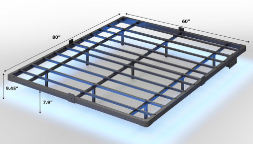 MORICAD Floating Bed Frame Queen Size, Smart LED Lights & Charging Station, 9.45" High Clearance, Mattress Slide Stopper, Noise-Free, No Box Spring Needed, Easy Assembly New In Box $199