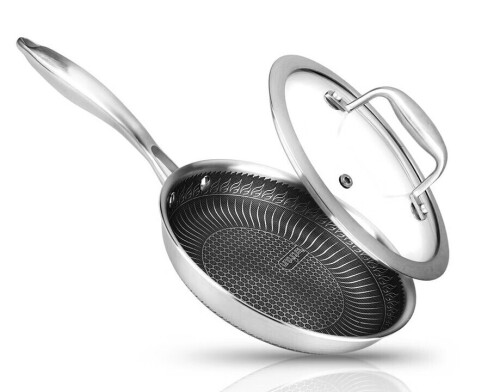 NutriChef 8'' Stainless Steel Stir Fry Pan with Glass Lid - Triply Non-Stick Coating, Scratch-Resistant New In Box $199