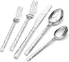KINGSTONE 60 Piece Hammered Silverware Set, 18/10 Stainless Steel Flatware Set for 12, Cutlery Set for Home, Party, Wedding, Mirror Polished Dishware Safe New In Box $199