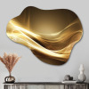 Mercer41 Gold Elegant Modern Sofa III - Waves Cloud Metal Wall Art for Living Room, Gold Asymmetrical Metal Art Print, 27" H x 35" W New Shelf Pull $299