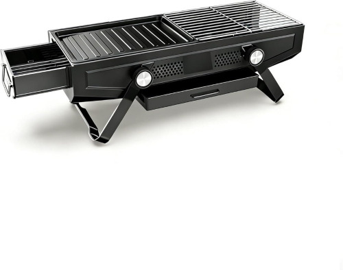 Giantex Portable 2-in-1 Foldable Charcoal Grill with Carry Handle, Detachable Griddle & Grill Net, Outdoor BBQ Stove with Tongs for Camping, Picnic, Backyard, Patio, Tailgating (Charcoal Not Included) (Black) New In Box $99