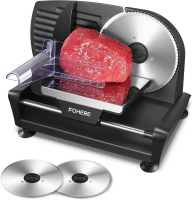FOHERE Electric Meat Slicer 200W Deli Slicer for Home with Removable Two 7.5&rdquo; Blades, 0-15mm Precision Thickness Adjustment Knob Cut Deli Food, Meat Ham Bread Fruit, Include Food Carriage, Black $199