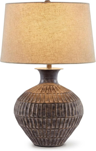 Signature Design by Ashley Magan 285." Textured Bronze Metal Table Lamp, Antique Brown Finish New In Box $299