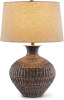 Signature Design by Ashley Magan 285." Textured Bronze Metal Table Lamp, Antique Brown Finish New In Box $299