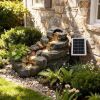 Millwood Pines 5-tier Solar Water Fountain Outdoor, 38.2" L Rock Waterfall Hanaleigh Solar Powered Floor Standing Outdoor Water Feature With Led Lights For Patio, Garden,porch, Yard, Home Art Decor New in Box $699