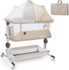 MOMFANN Baby Bassinet Bedside Sleeper, Upgraded Stability Bedside Crib with Full Mesh Sides, Soft Sheet, 6-Height Adjustment, Storage Basket, Easy Folding Portable Bassinet for Newborns, Oatmeal New In Box $299