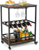 LOKO Bar Cart, Industrial Style Kitchen Rolling Cart with Universal Rubber Wheels, Coffee Cart on Wheels for Home Kitchen and Dining Room Similar to Picture $89