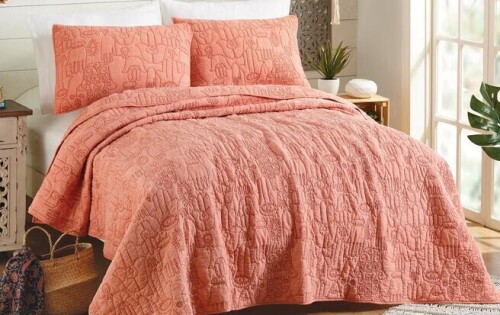 Jungalow 3pc King Hamsa Quilt Set Orange New In Box $199
