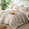 Bedsure King Size Comforter Set - 7 Pieces Beige King Bedding Set for All Seasons, Boho Contrasting Design Bed in a Bag with Comforter, Sheets, Pillowcases & Shams New in Box $199