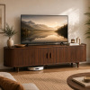 MXV 80" Mid-Century Modern TV Stand with Sliding Doors, TV Consoles with Power Outlet, Fluted Entertainment Center with Adjustable Shelves, for Living Room $399