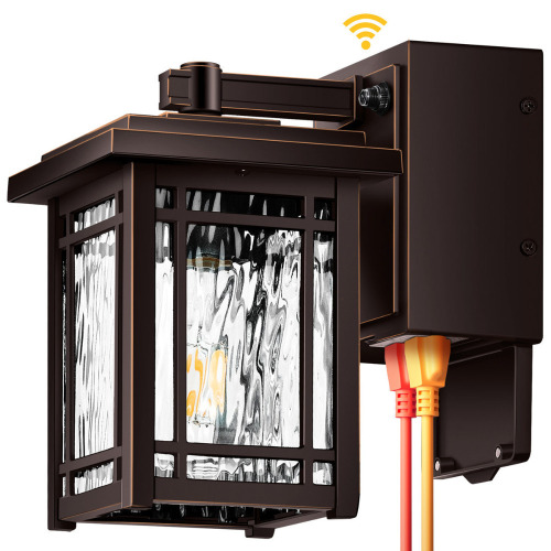 Winston Porter Modern Porch Light with GFCI Outlet, Dusk to Dawn Outdoor Wall Light New In Box $199