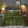 Ivellow 3-Piece Velvet Flannel Duvet Cover King Size Olive Green Comforter Cover Ultra Soft Breathable Cozy Velour Duvet Cover Solid Luxury Bedding Set Zipper Closure Corner Ties New In Box $199