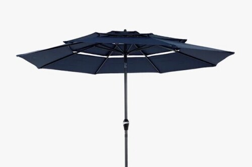 Arlmont & Co. 10 ft. 3 Tier Market Patio Umbrella with Auto-tilt and Aluminum Pole, Weather Resistant Outdoor Umbrella $399