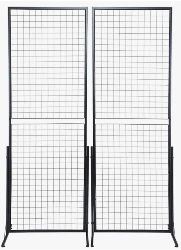 17 Stories 2' x 5.6' Grid Wall Panels Tower, Wire Gridwall Display Racks with T-Base Floorstanding, Double Side Gridwall Panels for Art Craft Shows, Retail Display with Extra Clips and Hooks (Set of 2) $199