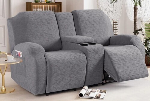 Brayden Studio&reg; Wald Stretch Jacquard Recliner Chair Loveseat Couch With Console Cover New In Box $199
