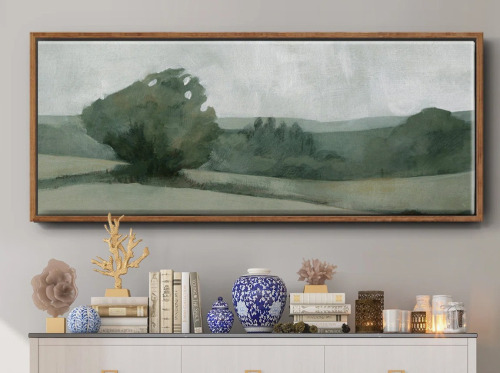 Wexford Home Soft Green Landscape I- Framed Canvas, 24" H x 60" W $399