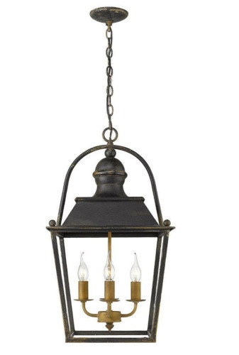 Golden Lighting Christoff 4-Light Pendant in Antique Black Iron with Antique Black Iron New In Box $399