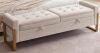 AEMEIOS 67" Storage Bench for Bedroom End of Bed, Velvet King Size Bed Bench with Double Lids and Gold Legs, Storage Ottoman Bench with Arms for Living Room Window and Entryway, Beige New in Box $399
