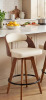 MEKLIBA Counter Height Bar Stool for Kitchen Island, 26.8 Inch H Modern Upholstered Bar Chair, Swivel Counter Stool with Wood Back and Bamboo Legs in Beige New Open Box $399