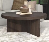 Meyer & Cross Holm 36 in. Alder Brown Round MDF Top Coffee Table CT2352. in Box $399