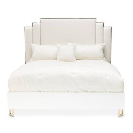 AICO Furniture Palm Gate King Platform Bed in Cloud White (3 Boxes) Ne win Box $2199