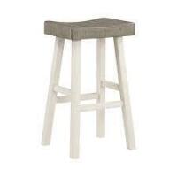 Homelegance Oxton 30 in. White and Coffee Wood Pub Height Stool with Wood Seat New in Box $299