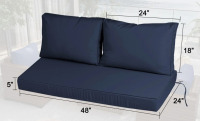 Latitude Run&reg; Outdoor Loveseat Cushions 3-piece, 48"x24", Thick Waterproof & Fade-resistant Patio Cushions, Replaceable Cover, All-weather Bench Swing Cushions For 2-person Wicker Rocker, Porch, Garden, Patio $299