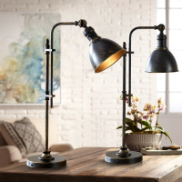 Williston Forge Burak 27" Adjustable Black Metal Desk Lamp (Set of 2) New In Box $299