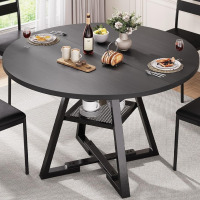 Jocoevol Round Dining Table for 4,Kitchen Dining Room Circle Dinner Pedestal Table, Space Saving Wood Kitchen & Dining Room Furniture (Black, 42 in.) New Shelf Pull $299