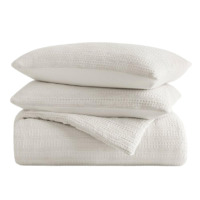Becky Cameron Waffle Textured 3 Piece All Season Down-Alternative King Comforter Set in Dune New In Box $199